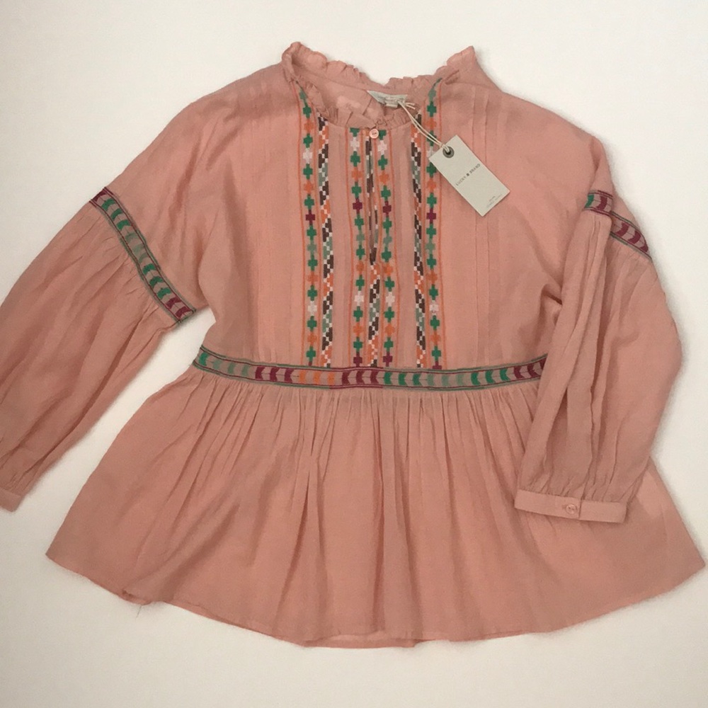 NWT lucky brand embroidered blouse size S